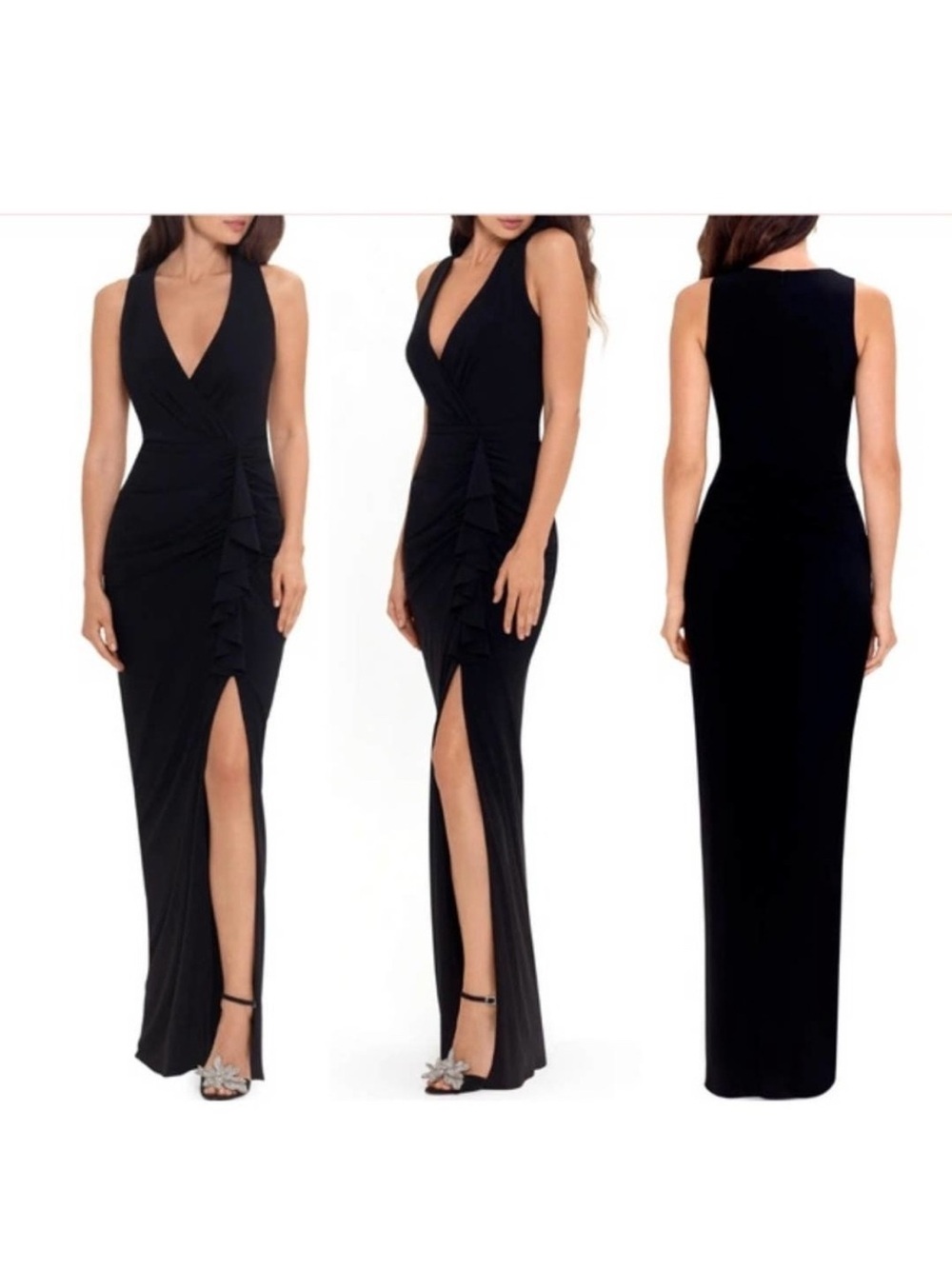 Betsy & Adam NWT Black Ruched Sleeveless Evening Gown Formal SZ 6P GALA Evening - Picture 8 of 15
